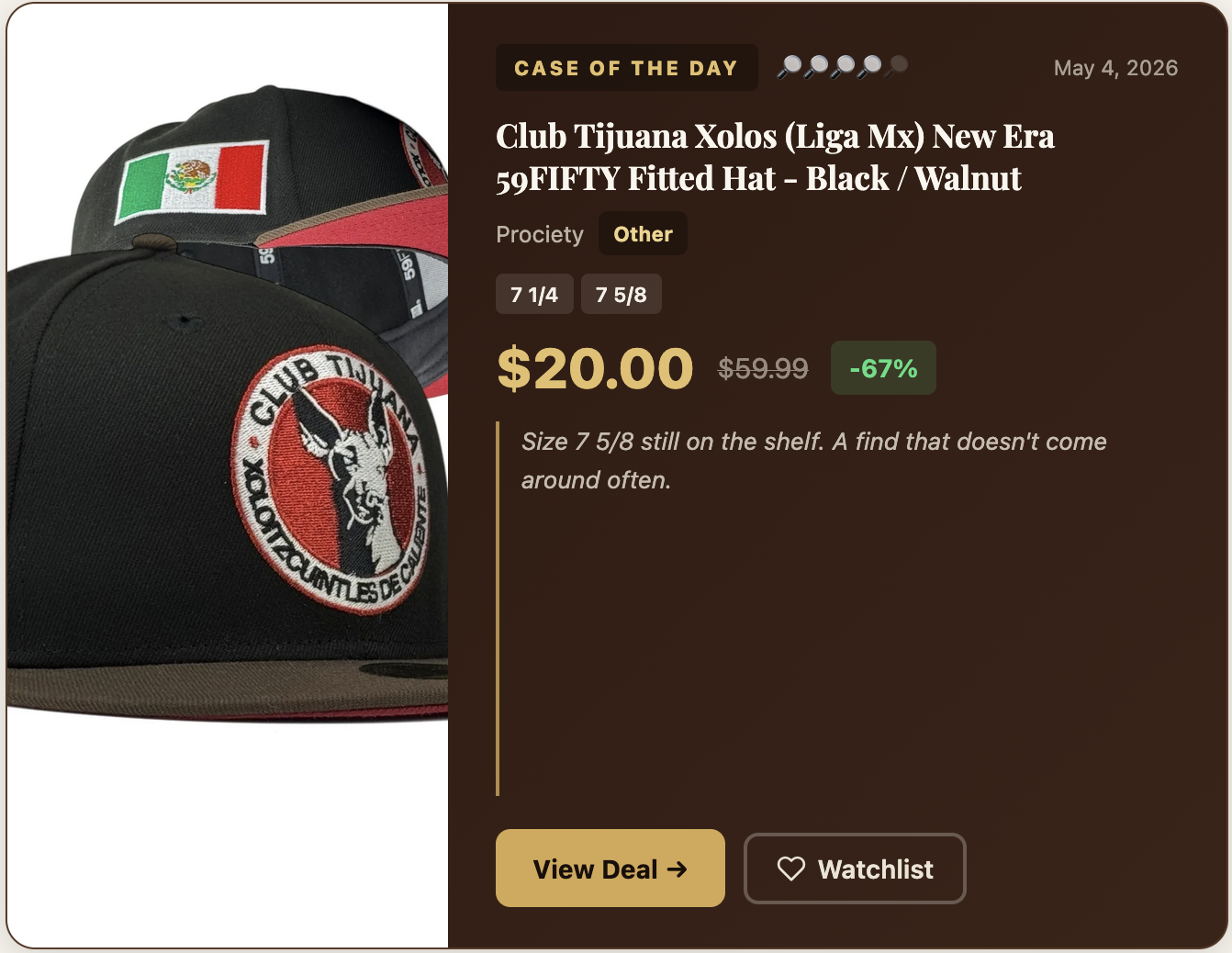 Case of the Day deal score display on Hatlock Holmes